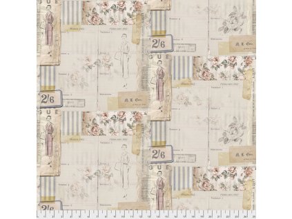 Tim Holtz Memoranda III Vogue multi ostatní potisk vícebarevná bavlněná látka patchwork