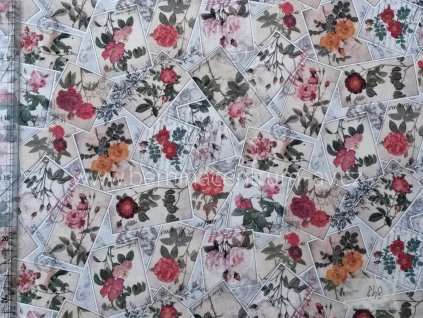 Stof 999-348 květinová vícebarevná bavlněná látka patchwork