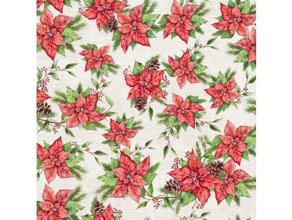 EU 999-396 Poinsettia vánoční vícebarevná bavlněná látka patchwork