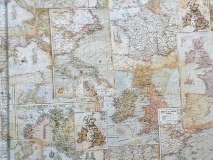 EU 999-412 Mapy vícebarevná bavlněná látka patchwork