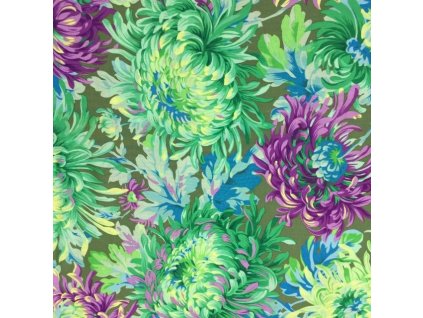 Kaffe Fassett Shaggy aqua květovaná vícebarevná bavlněná látka patchwork