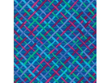 Kaffe Fassett Mad Plaid modrá květovaná vícebarevná bavlněná látka patchwork