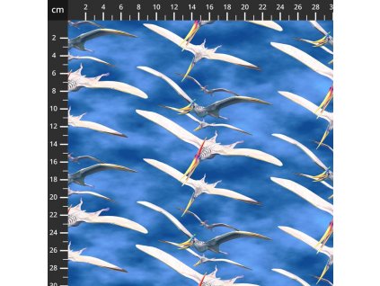 Blank Quilting 999-537 Tyranno Chorus na modré vícebarevná bavlněná látka patchwork