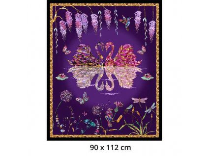 US 999-592 Tiffany Swan lake panel 90 bavlněná látka patchwork