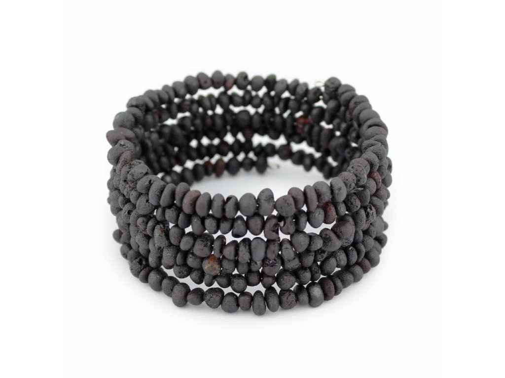 vyr 6874 Raw Semi Rounded Beads Memory Wire Cherry Color Bracelet