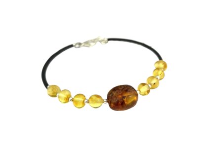 Verstellbares Armband mit echtem Bernstein (poliert)
