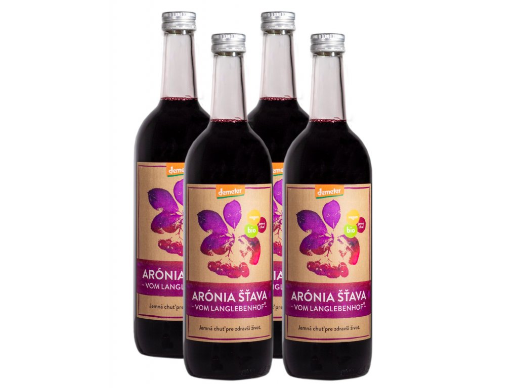  Mesačné balenie na podporu imunity 100 % BIO šťava z arónie, Demeter, 4 x 750 ml
