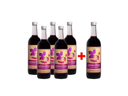 Najvýhodnejšie balenie 100 % BIO šťava z arónie, Demeter, 5 + 1x ZDARMA,  750 ml