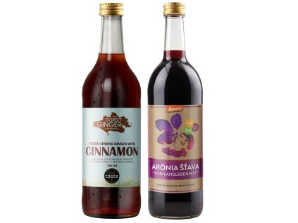 100 % BIO šťava z arónie - jarabina čierna, Demeter + Nealkoholický zázvorový nápoj Extra Strong Cinnamon, 750 ml