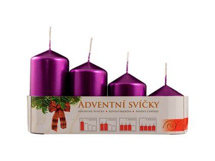 Adventné sviečky - postupné 4ks/105/95/75/65/50 mm – fialová
