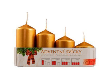 Adventné sviečky - postupné 4ks/105/95/75/65/50 mm – zlatá