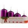 Adventné sviečky - postupné 4ks/105/95/75/65/50 mm – fialová