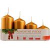 Adventné sviečky - postupné 4ks/105/95/75/65/50 mm – zlatá