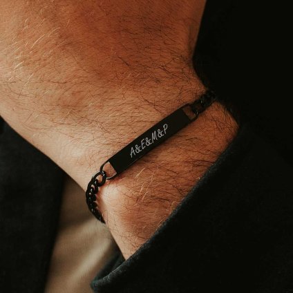 pansky naramek chain cerny s textem