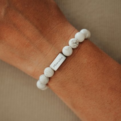 damsky naramok z mineralov beads howlit strieborna