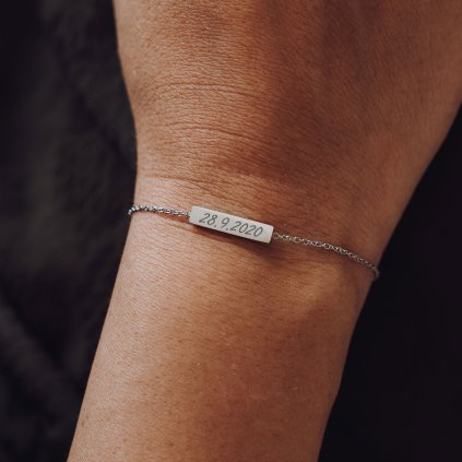 Dámsky náramok Block s vlastným textom strieborna darcek k narodeninam