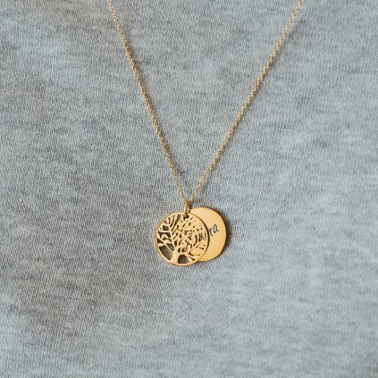 Dámsky náhrdelník s textom Strom života – zlatá