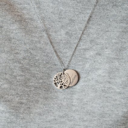 Dámsky náhrdelník s textom Strom života – strieborná