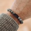 Pánsky náramok z minerálov s textom Beads jaspis čierna