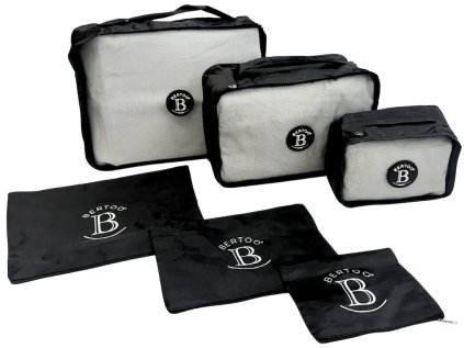 Cestovní organizéry do kufru BERTOO sada 6 ks - černé