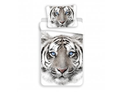 Bavlněné povlečení 140x200 + 70x90 cm - Bílý tygr