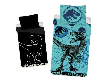 Bavlněné povlečení 140x200 + 70x90 cm - Jurský svět svíticí