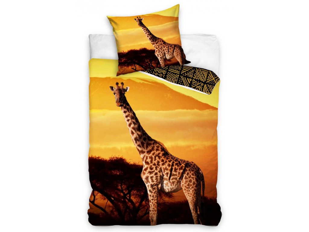 TipTrade Bavlněné povlečení 140x200 + 70x90 cm - Žirafa Etno