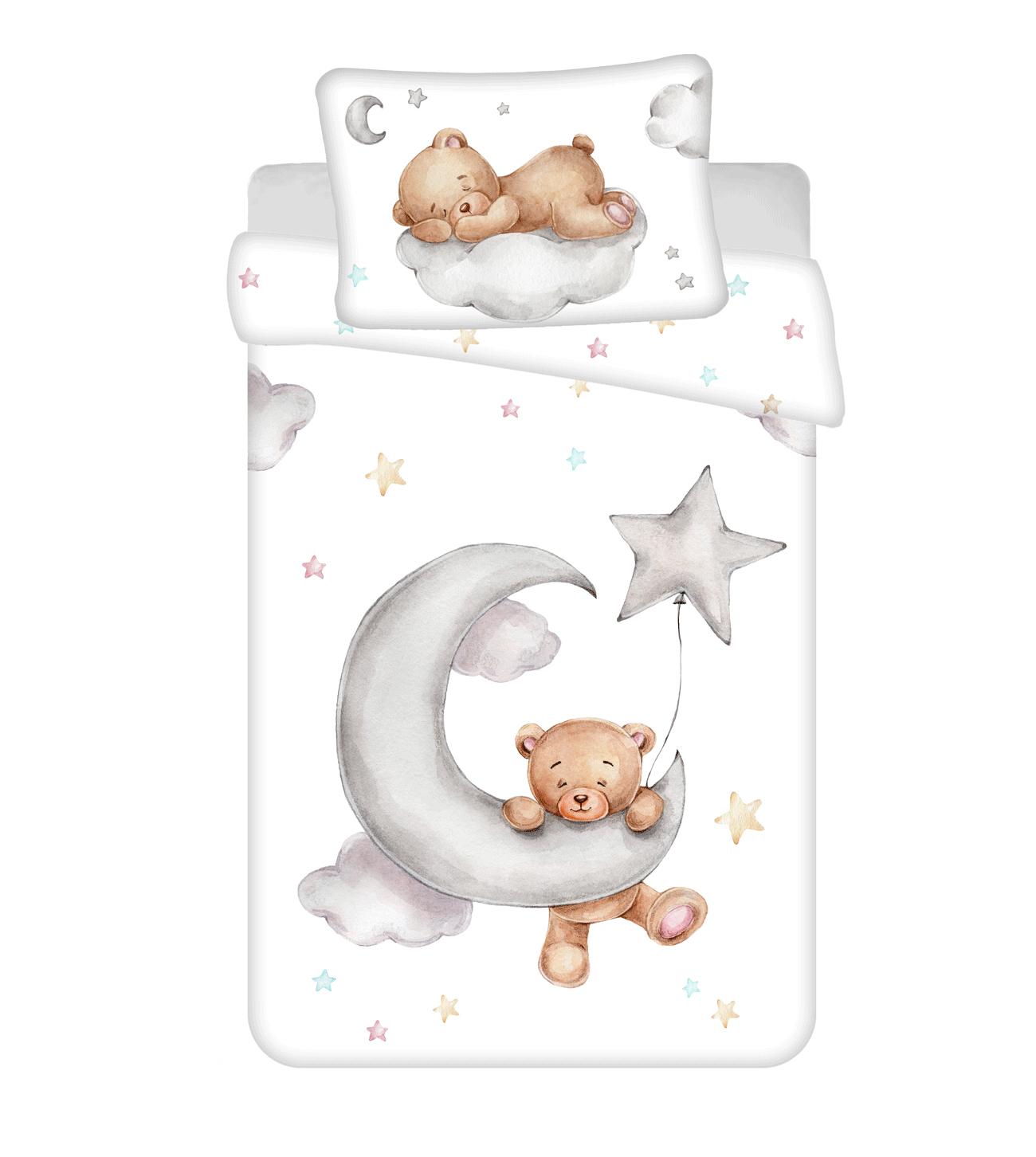 Levně Jerry Fabrics s. r. o. Bavlněné povlečení do postýlky 135x100 + 40x60 - Teddy Bear Moon