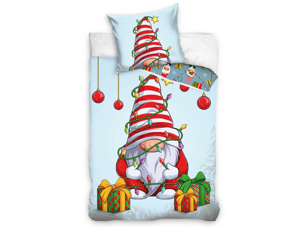 TipTrade Vánoční povlečení 140x200 - Skřítek s dárečky