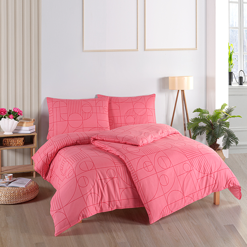 TipTrade Povlečení BAVLNA 140x200+70x90 - Geo Sunset Coral