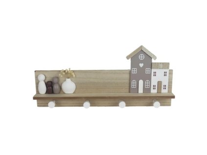 Dřevěný věšák domečky 40x19,5cm