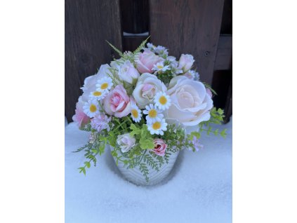 Dekorace na stůl růže v keramickém obalu