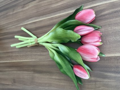 Umělé tulipány růžové kytice 27 cm