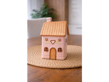 Kearmický svícen domeček růžový