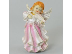 ANDĚL RŮŽOVÝ POLYRESIN 20cm