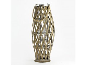Šedý kulatý lampion se šnůrkou 27,5x27,5x65CM