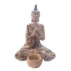 Budha svícen polyresin 21,5cm patina