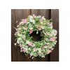 Letní věnec na dveře bílé a růžové květy 38 cm
