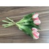 Umělé tulipány do vázy v bílorůžové barvě kytice 27 cm
