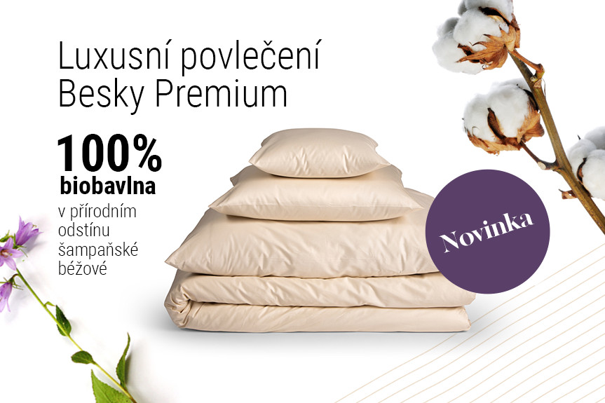 Novinka: Luxusní povlečení Besky Premium ze 100% biobavlny krémové barvy