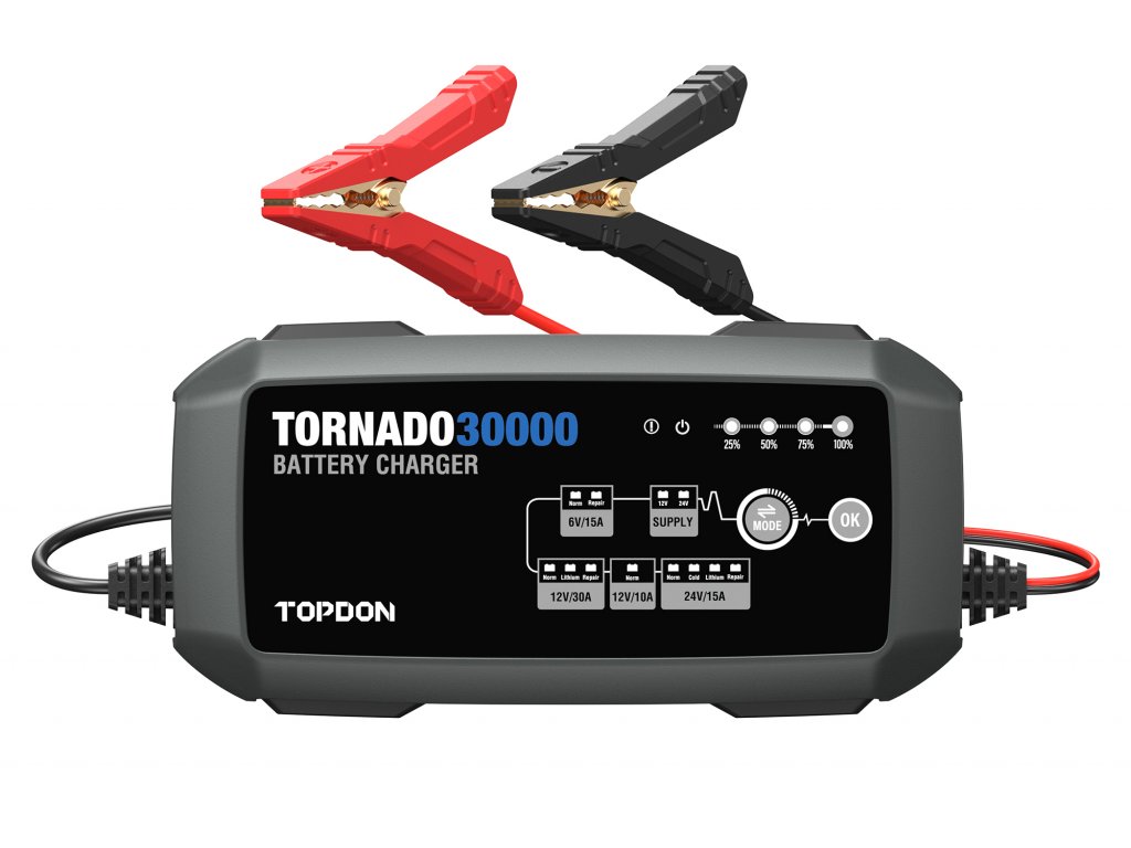 TOPDON TORNADO30000, 30A Ladegerät Autobatterie, 6V,12V,24V