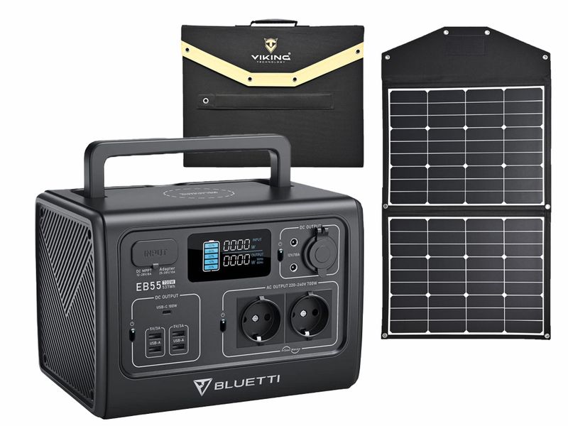 Set batériový generátor BLUETTI EB55 a solárny panel Viking L120