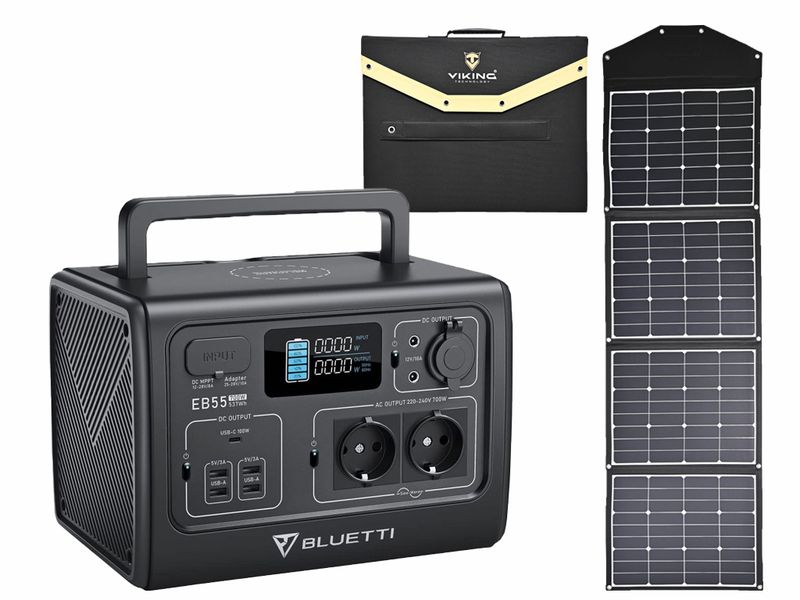 Set batériový generátor BLUETTI EB55 a solárny panel Viking L180