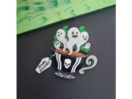 Cherry Loco Gothic ghost teacup brooch