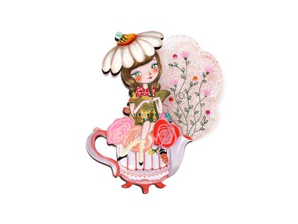 Laliblue Flower tea brooch