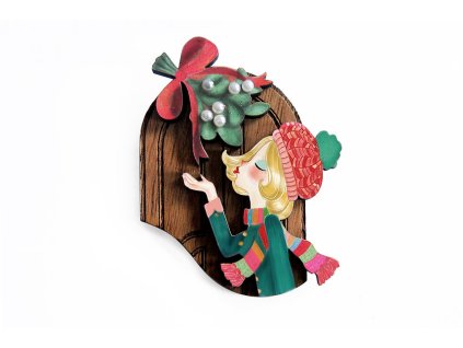 Laliblue Kiss under the mistletoe brooch