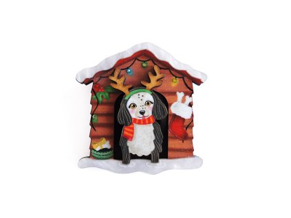 Laliblue Christmas dog house brooch