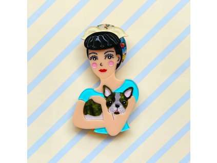 She Loves Blooms Fab Fifi and Frenchie Brooch (Blue) Brooch