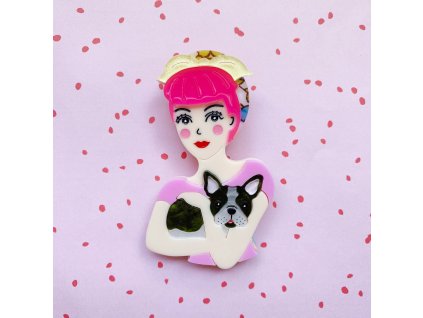 She Loves Blooms Fab Fifi and Frenchie Brooch (Pink Hair) Brooch