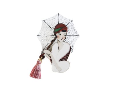 Laliblue Girl with umbrella brooch